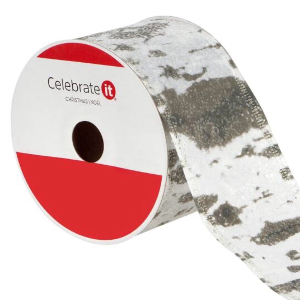 Celebrate It White Birch wired ribbon 2.5” x 20ft